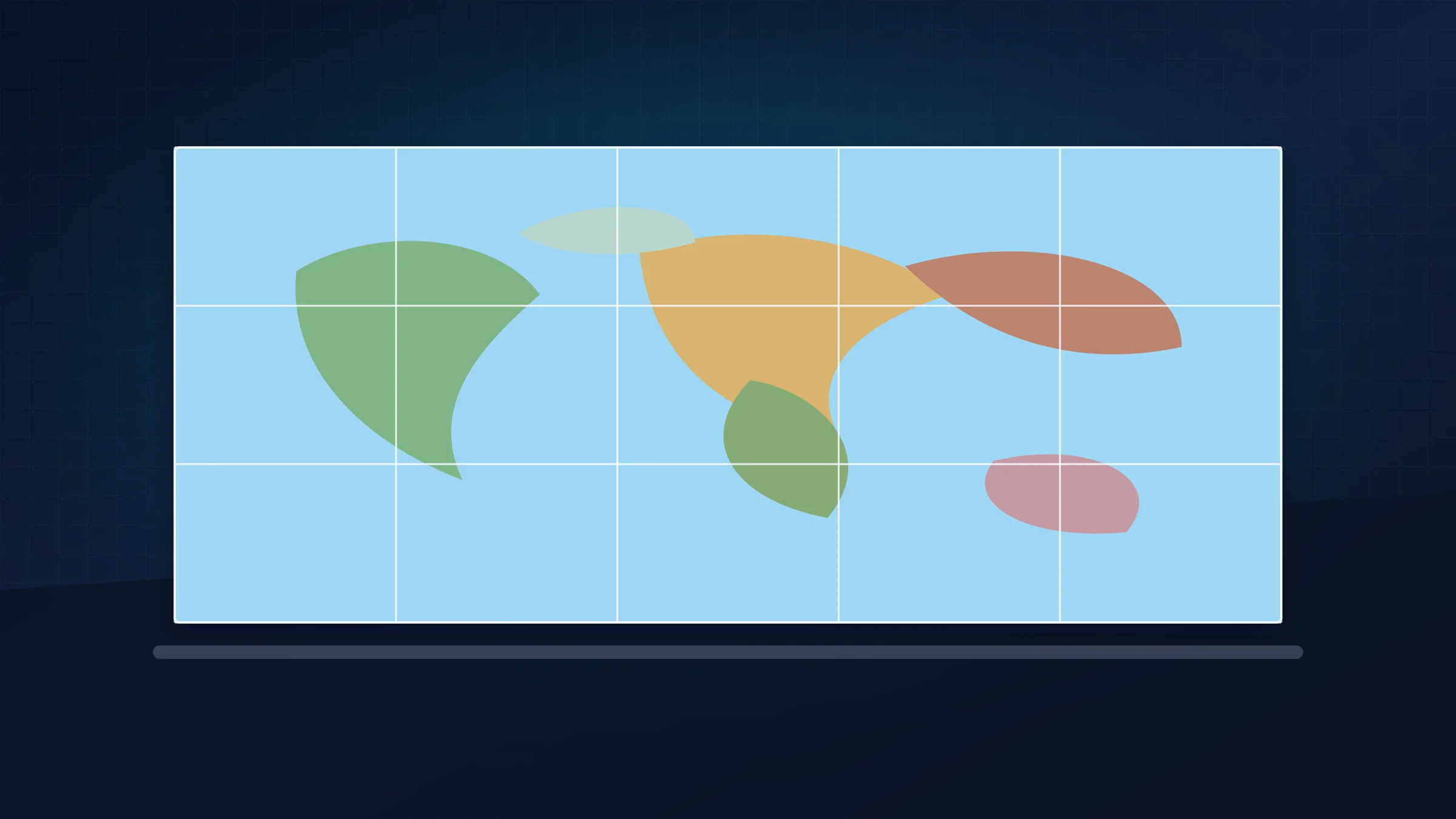 A classroom world map poster split into a multi-sheet grid.
