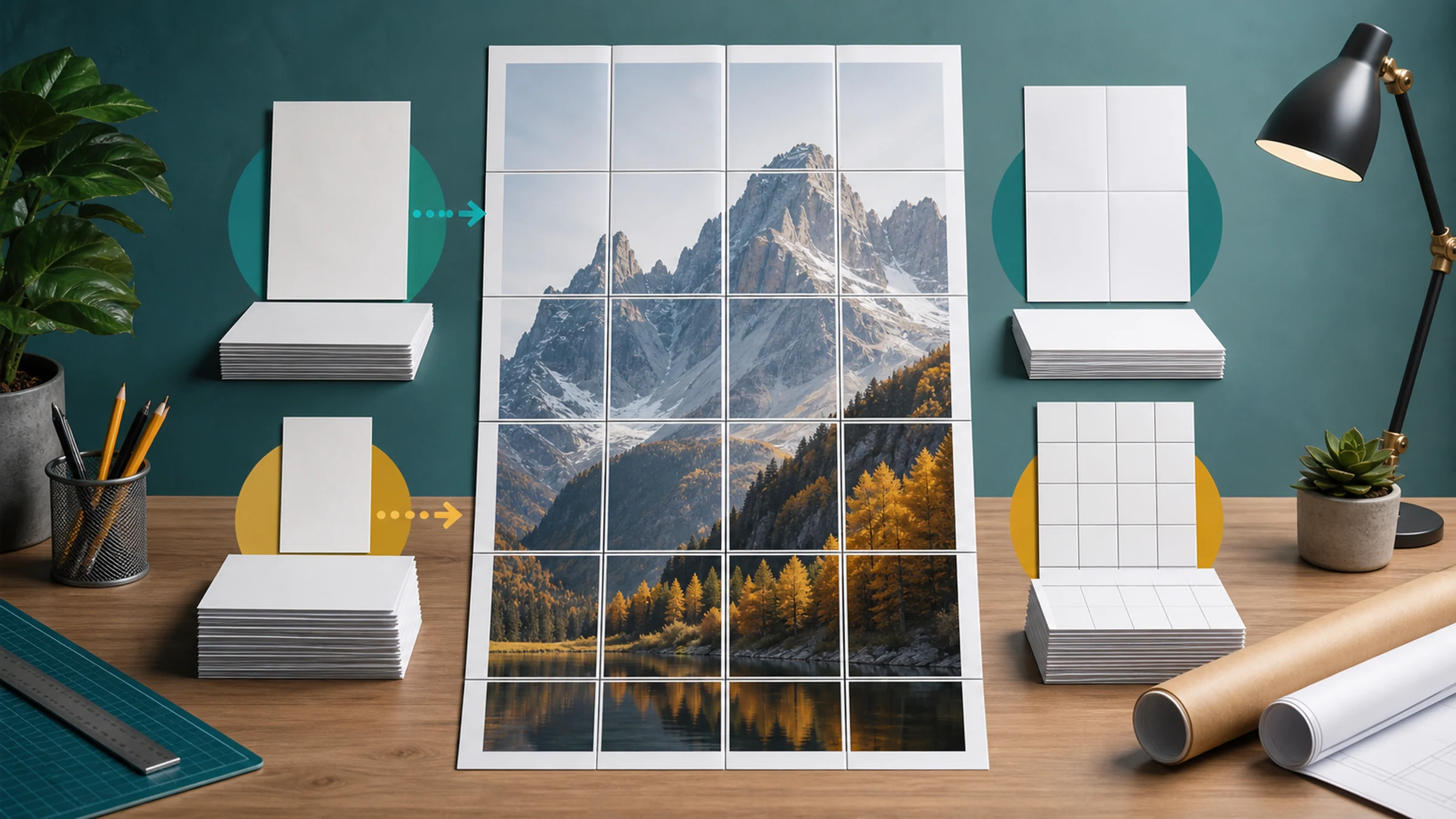 A 60x90 cm poster layout compared across A4, A3, and Letter sheet grids.