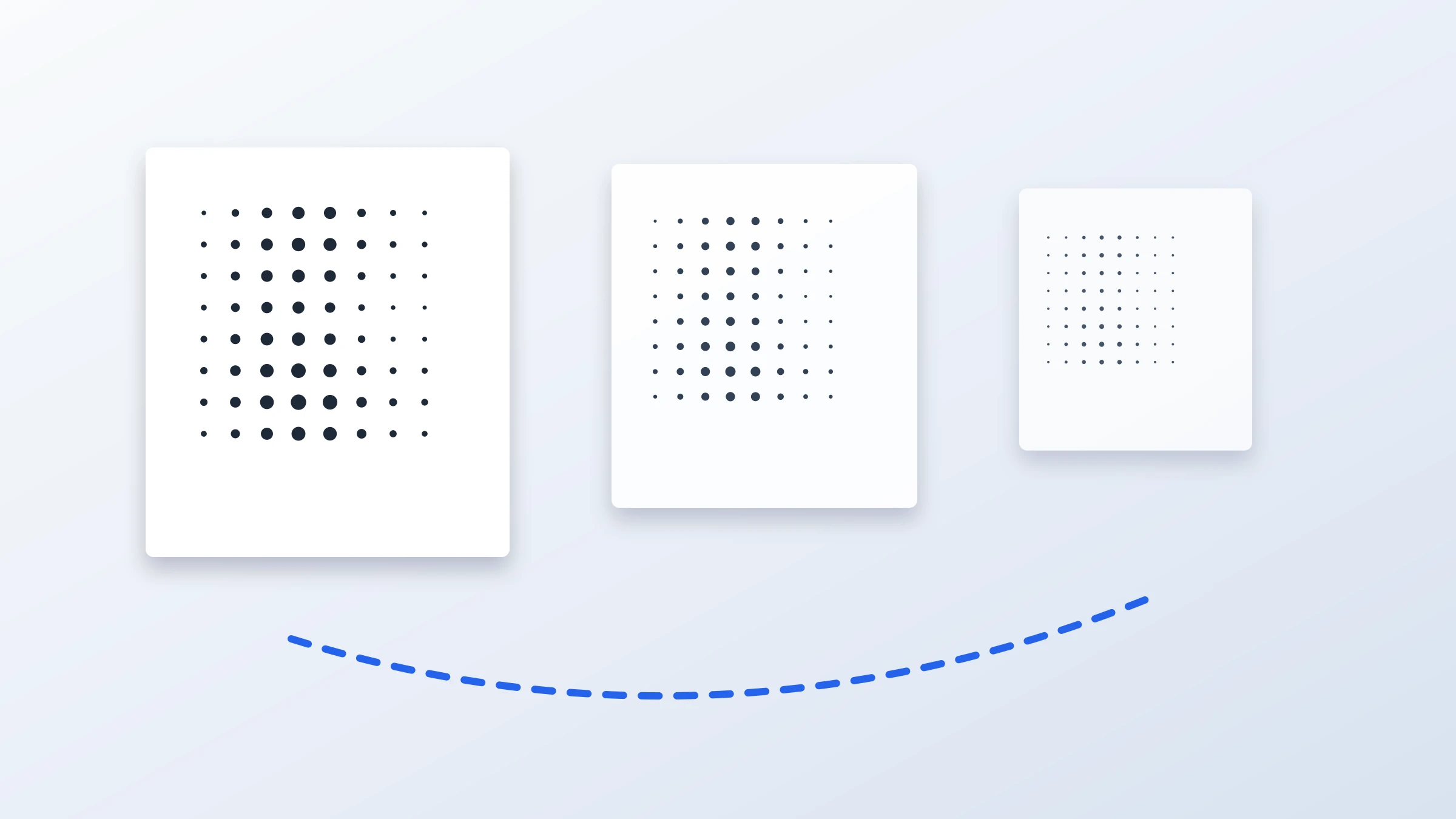A poster viewing-distance diagram showing the same image becoming clearer from farther away.