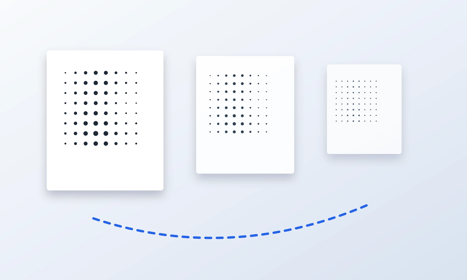 A wall poster seen from near, middle, and far viewing distances.